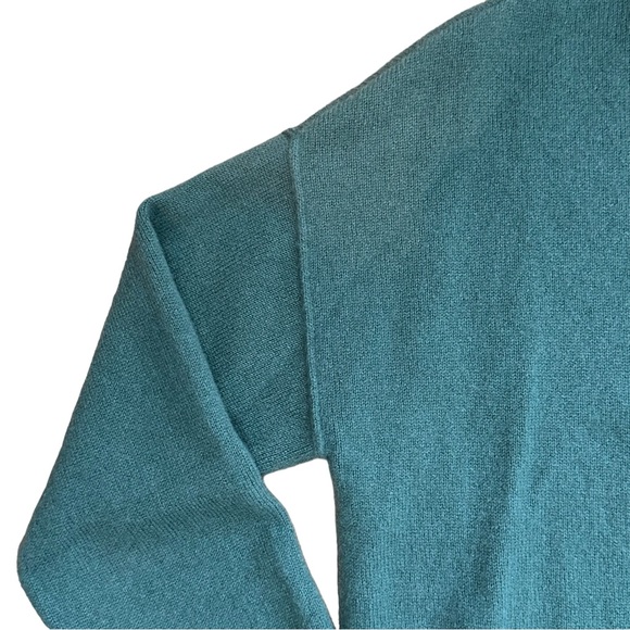 NWT C by Bloomingdales High/Low 100% Cashmere Crewneck Sweater Green S - Picture 8 of 10